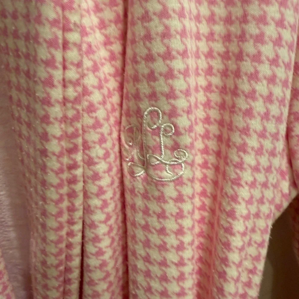 Lauren‎ Ralph LaurenPink Houndstooth Fleece Belted Robe Shawl Collar Womens S